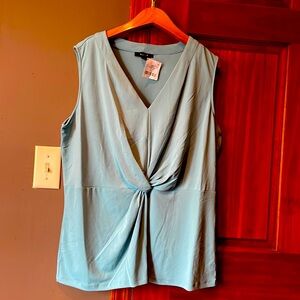 NWT ALFANI WOMEN Blouse Light Aqua short sleeves, Size X- Large